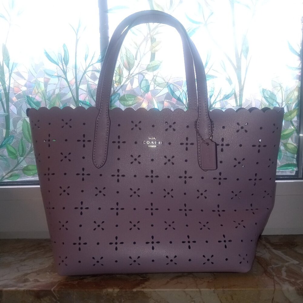 COACH lilac mini city purse - textured laser leather